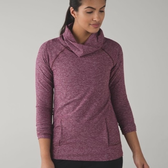 Lululemon Make A Move Long Sleeve Top Heathered Red Grape Size 6 Women Cowl Neck - Picture 1 of 11